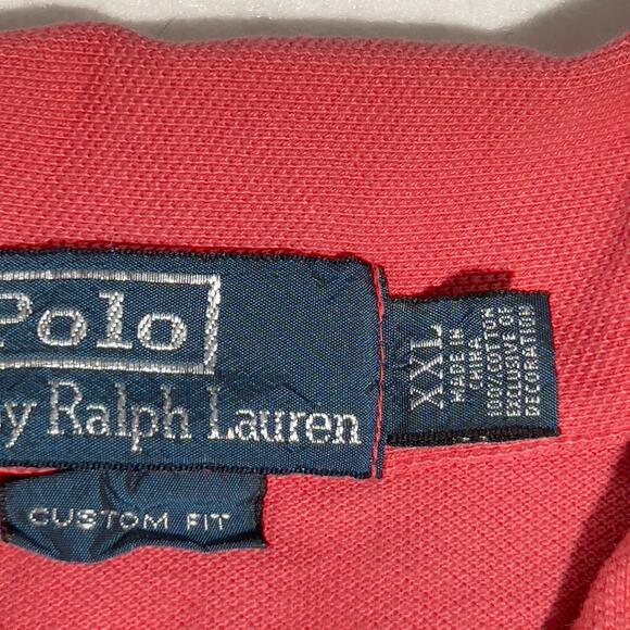 Polo by Ralph Lauren Custom Fit Polo Blue Pony Men's XXL Peachy Pink 100% Cotton - Picture 2 of 10